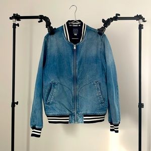 J. Crew Japanese Denim Varsity Jacket